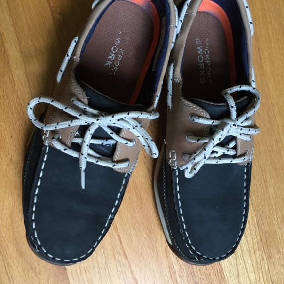 Rockport Works, leather, steel toe ladies boat shoes size 11W, Navy Blue - Picture 7 of 9